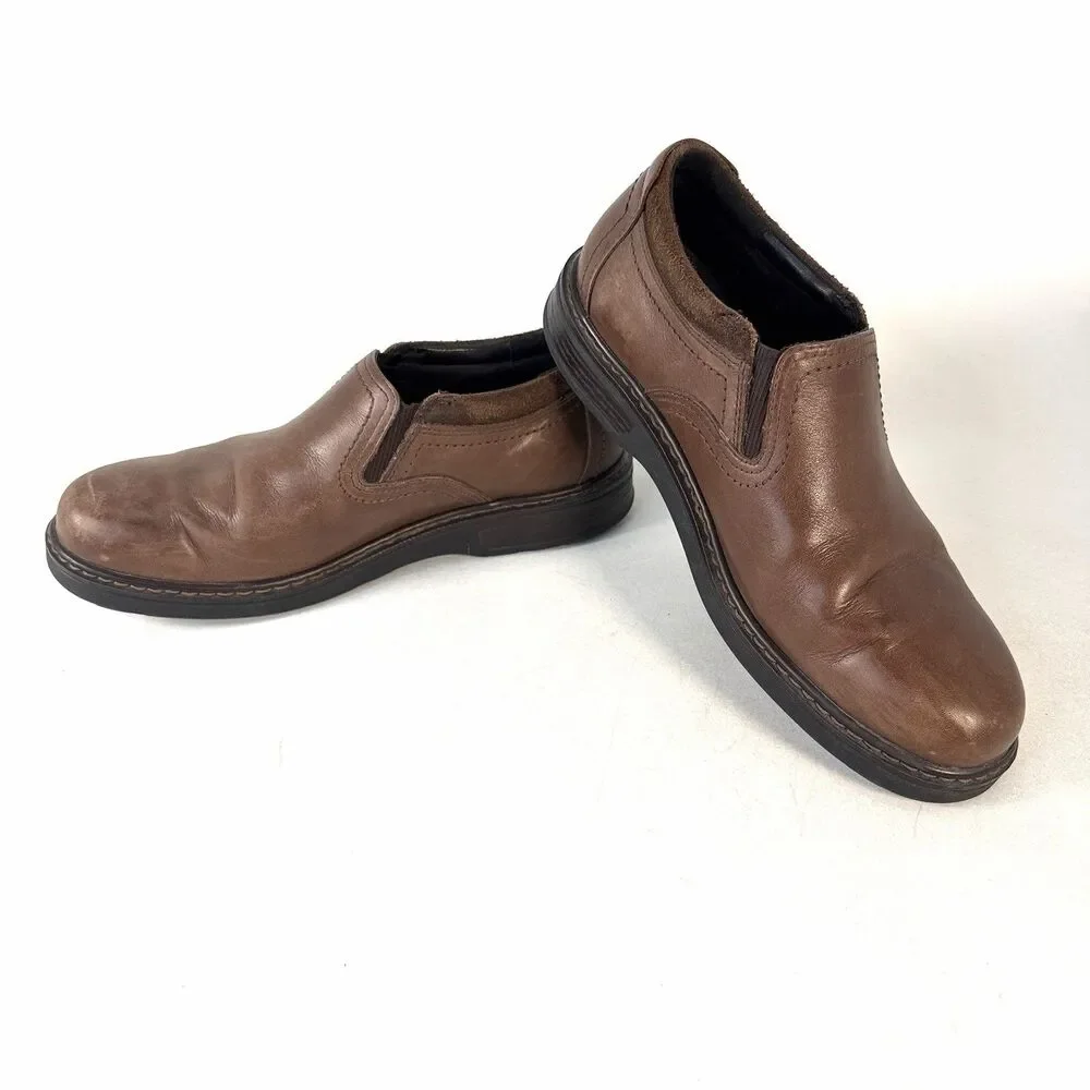 SAS Step Made In USA Mens 9 M Mahogany Brown Leather Loafers Casual Shoes